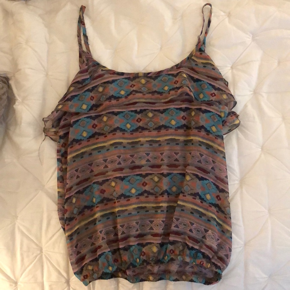 Colorful tank top with scrunched bottom